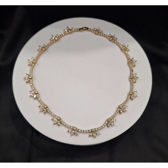 EUC Nadri Gold-tone Crystal Floral  Motif Necklace - Picture 1 of 6